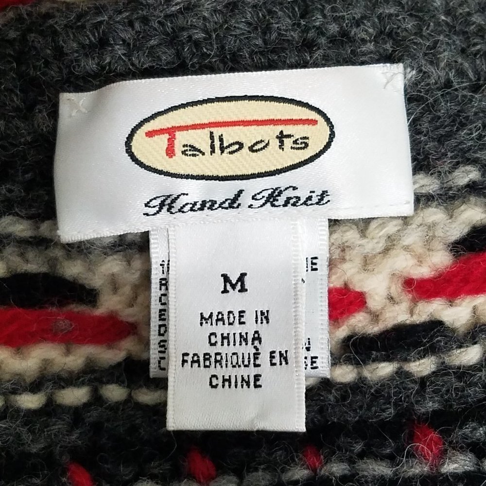 Talbots Hand Knit Wool Button Front Cardigan Sz M - image 2